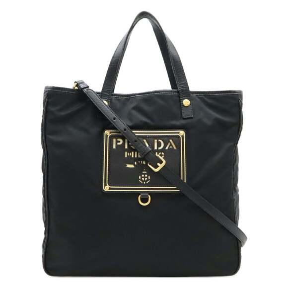 PRADA Black Leather Shoulder Bag